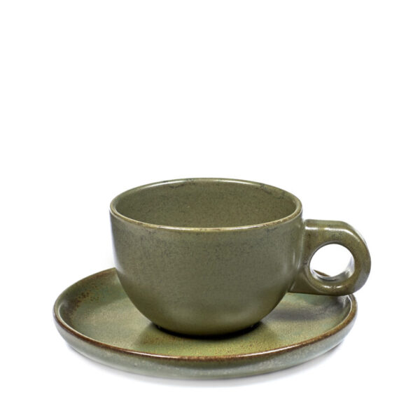 SERAX Sergio Herman Surface Cafe Lungo Cup with Under Plate Camogreen D8 H6 - D13 H5 cm