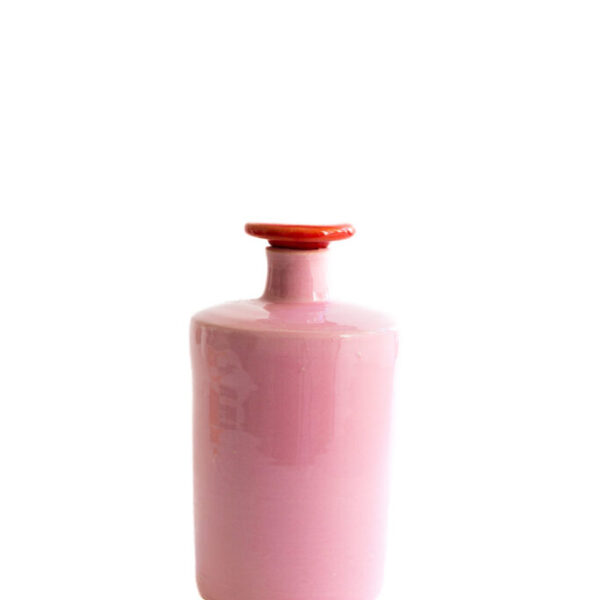 VAL POTTERY Bottle Carlotta - Pink + Red Lid