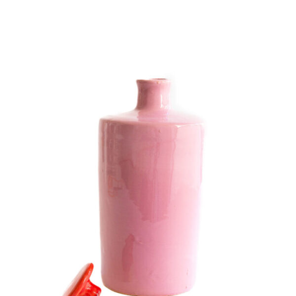 VAL POTTERY Bottle Rio - Pink + Red Lid