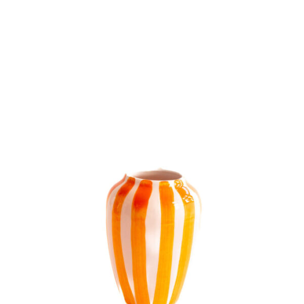 VAL POTTERY Funky Flower Small – Orange Stripes
