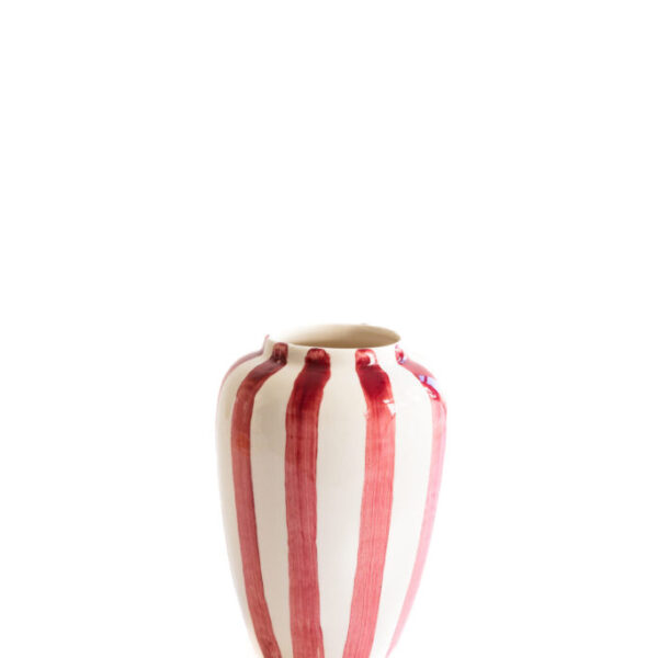 VAL POTTERY Funky Flower Small – Pink Stripes