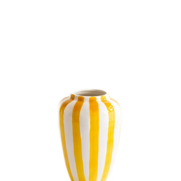 VAL POTTERY Funky Flower Large - Yellow Stripes