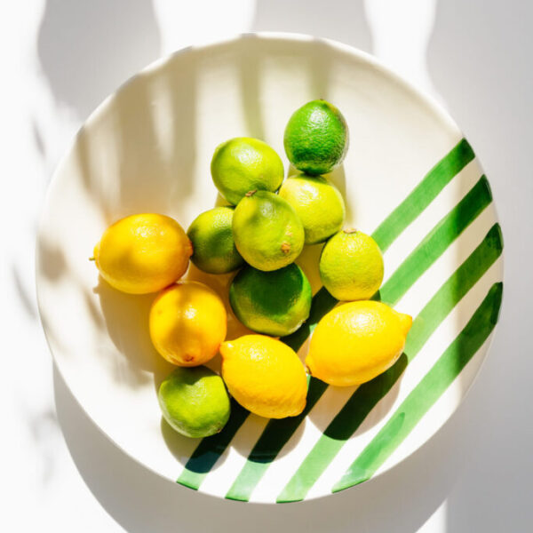 VAL POTTERY Fruit Feast - Dark Green Stripes